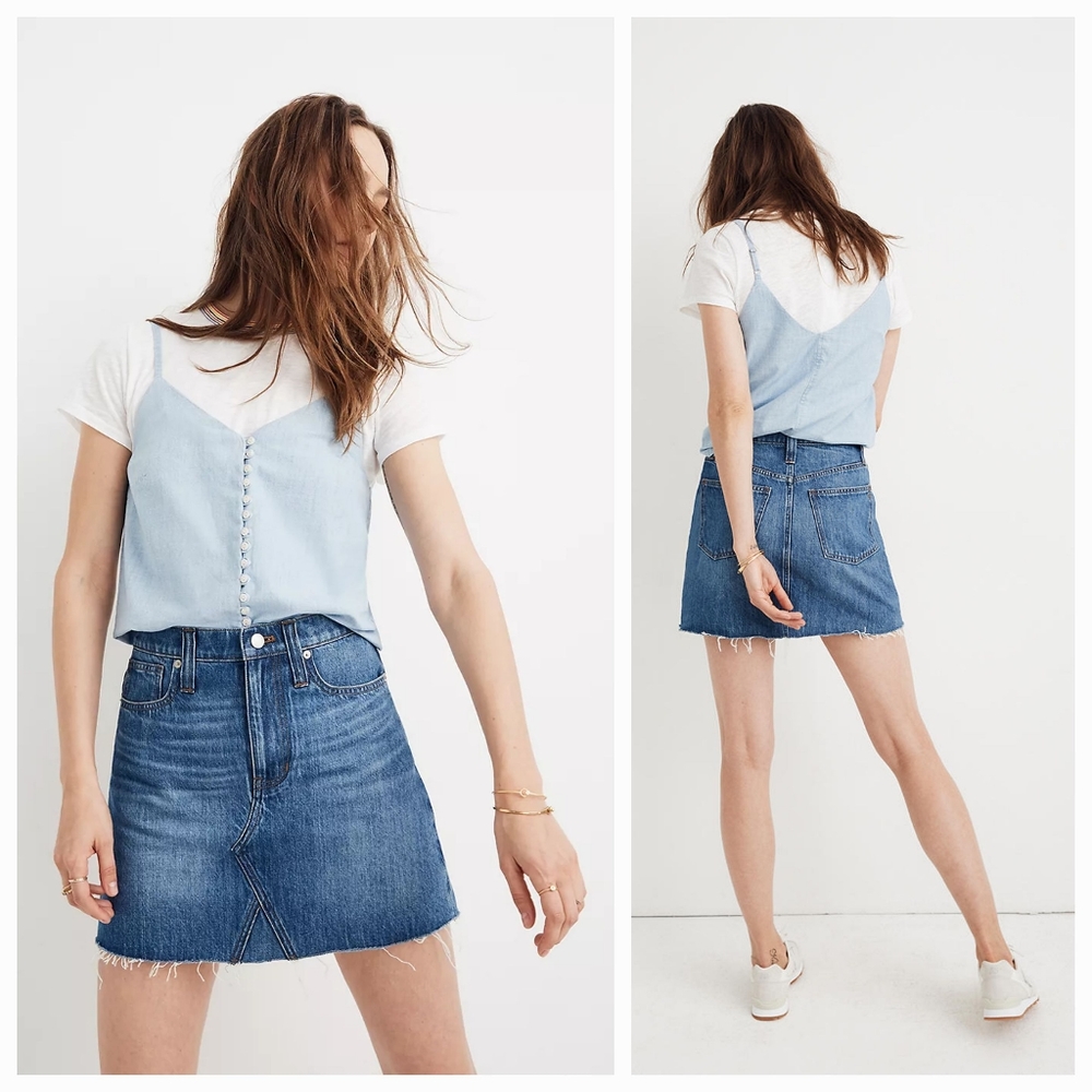 Madewell Rigid Denim A-Line Skirt Medium Wash Women’s Size 26 15” Length